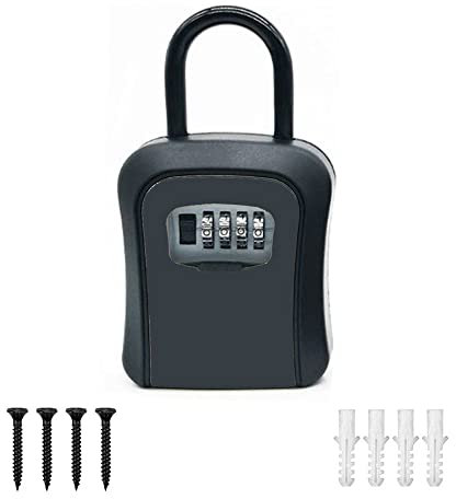 GERUI Schlüsseltresor mit Zahlencode Aussen Schlüsselkasten mit 4-stelligem Zahlencode Schlüsselbox für Ersatz Haus Schlüssel Zuhause, Garage, Schule (Aluminiumlegierung Frontabdeckung)