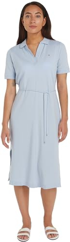 Tommy Hilfiger Donna Abito a Polo Midi Dress Maniche Corte, Blu (Breezy Blue), M