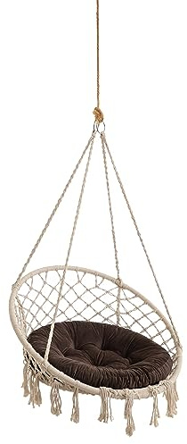 PillowPrim Hängesessel Outdoor Kissen – Hängematte Sitzkissen – Nestschaukel Kissen für Komfort – Waschbares Rundkissen – Braun – 65 cm