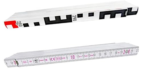 Nivellierzollstock 3 m (Geometer-Maßstab), Transportlänge 24 cm – E-Teilung/cm/mm-Teilung