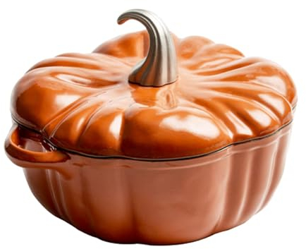 fUfIzU Casseruola in Ghisa Smaltata Pentola Creativa A Forma di Zucca Forno Olandese per Arrostire con Coperchio, Casseruola Antiaderente Pentola per Zuppa Profonda Piani Cottura A Induzione E Sicura