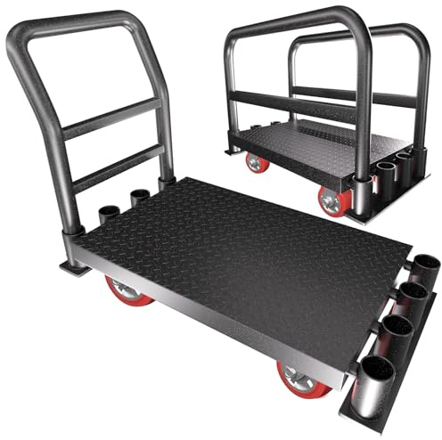 2IN1 Heavy Duty Panel Truck Cart,42 x 24 Flatbed Cart w/1Front&2 Side Handrails,2200 lbs Capacity Drywall Cart&Lumber Cart, Platform Truck w/2 Swivel Casters, All-Steel Hand Truck,Push Cart