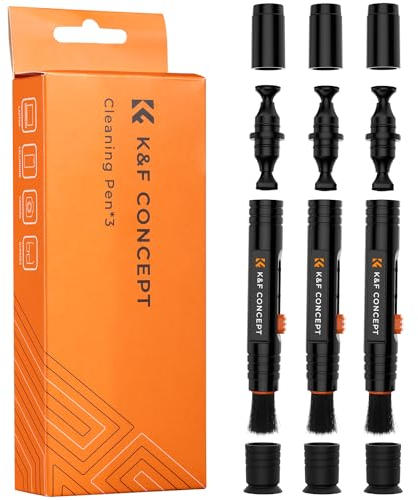 K&F CONCEPT Lens Cleaning Pen, 3 PCS Two-in-One Function with Cleaning Brushes & Carbon Tips, Suitable for Camera Lens and Filter Cleaning…