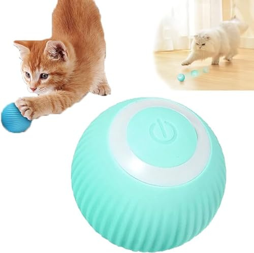 GUSHE Power Ball 2.0 Cat Toy, Aiveys-Aiveys Cat Ball, Gertar Cat Toy, Intelligenter Katzenball, selbstdrehender Katzenball, Katzenspielzeug Ball interaktives Spielzeug für Kätzchen und Hund (Blau)