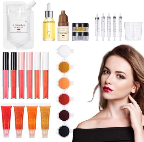 Lipgloss Making Kit, Feuchtigkeitsspendendem Lipgloss Lippenbalsam-Wissenschaftsset Mit Glitzer Machen Sie Ihren Eigenen Lipgloss, Lustiges Make-up-Geschenk Für Frauen