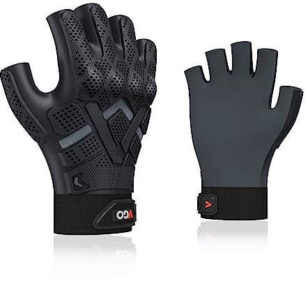 Vgo... Work Gloves Men Fingerless Seamless Anti-impact Multipurpose Utility Seamless Gloves for Delivery Carpenter Sport, Summer Light Duty