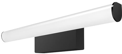 kalb | LED Spiegelleuchte, Rund, Wandlampe 230VAC, Badezimmer Leuchte Chrom oder Schwarz - Modernes Ambiente, Energiesparend, Spritzwassergeschützt (Schwarz - Warmweiß, 400mm)