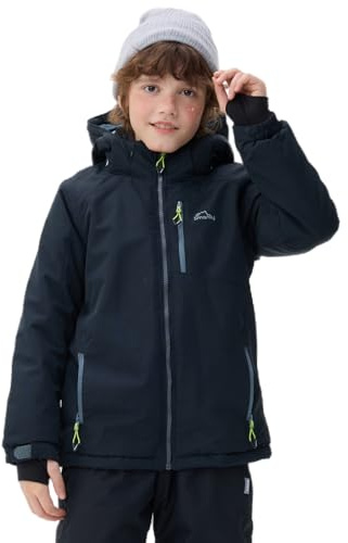 SMONTY SNOWER Giacca da neve per ragazzi con cappuccio rimovibile, giacca da sci, calore extra, cappotto invernale