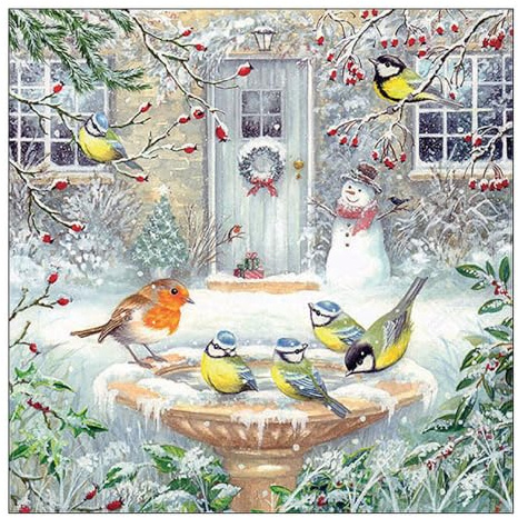 Ambiente Serviette Winterszene 20 Stk. - 33x33 cm - Schnee Winter Tannenbaum Dekor Weihnachten Servietten