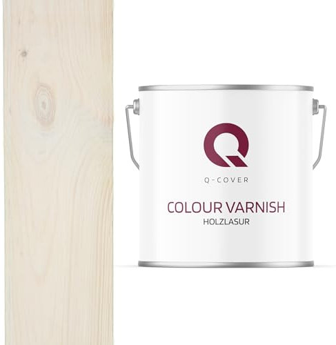 Q-Cover Holzlasur Weiß 5L (ca.25m²-1 Anstrich) Satin Holzschutz Holzschutzlasur Lasur Wasserbasierte Innen Außen Lasur Abperleffekt Für Holz