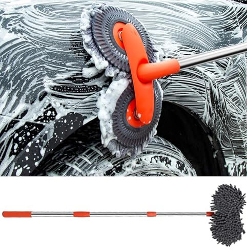Genérico Cepillo De Lavado De Coche con Mango Largo - Mopa De Lavado De Coche con Mango Largo | Cepillo De Limpieza para Coche | Trapeador Telescópico Cepillo Giratorio De 360° para Camión Caravana