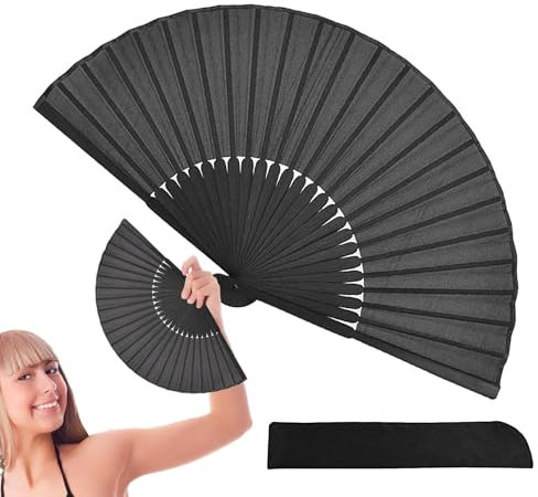 Holdes Ventilatore portatile pieghevole a mano, ventilatore portatile pieghevole, nero per l'estate, ventilatore pieghevole con robusta cerniera per attività all'aria aperta,
