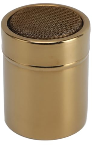 POYHKFD Sucrier en Poudre en Acier Inoxydable, Boîtes de Poudre Multifonctionnelles de Grande capacité pour Sucre, Sel, Poivre, Shaker en Maille Métallique Dorée avec Couvercle