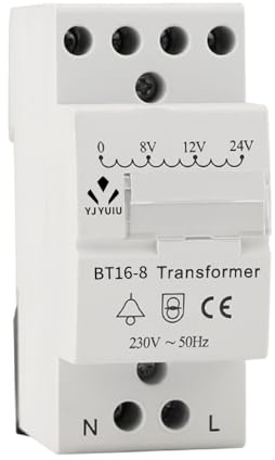 YJYUIU YJUBT16 Door Bell Transformer 8V/12V/24V-For Wired Doorbell & Compatible With Chime/Smart Door Bell-DIN Rail Mountable