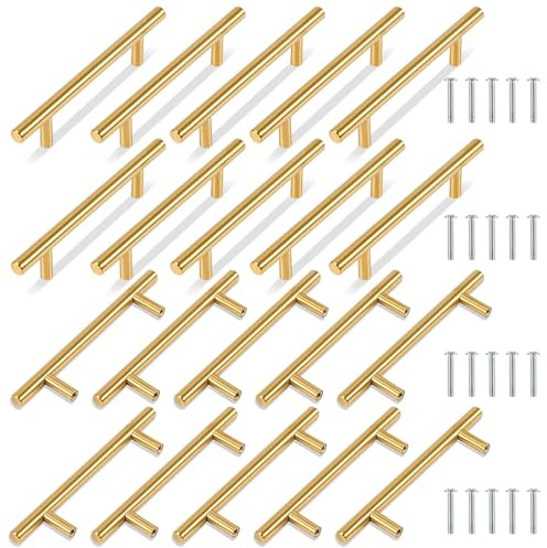 TRIXES 20-pack guldfärgade skåphandtag T-form 150 mm