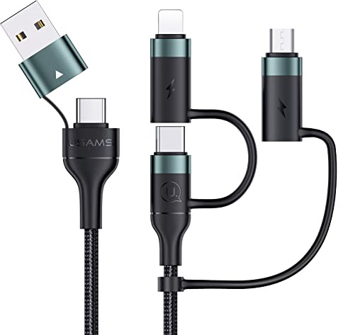 Pluggify Multi 60W 6 in 1 USB C Multiple Schnellladekabel für Laptop Tablet Telefon Typ C PD 3A USB A/C 60W/20W Universal 2m Grün