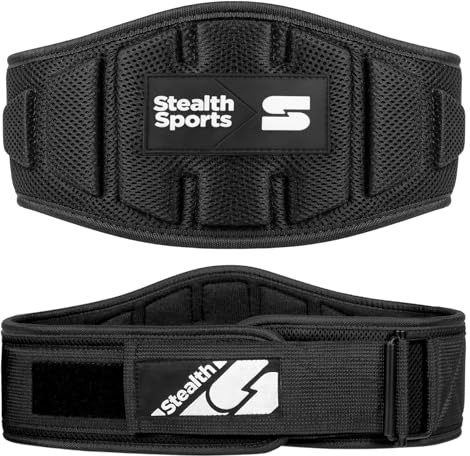 Stealth Sports Gewichthebergürtel, 16,5cm Rückenstütze Gepolstert Trainingsgürtel Auto-Lock-Schnalle Neopren Fitnessgürtel Herren Damen Fitness Bodybuilding Kreuzheben, Kniebeugen (Black, XL)