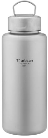 Ti artisan Titan Wasserflasche, Sportflasche, ultraleicht, auslaufsicher Titan Flasche, für Outdoor, Camping, Wandern (700ml) | Weithalsflasche aus Titan, einwandig, mit Griffschlaufe, langlebig, für Outdoor, Camping, Wandern, Rucksackreisen, Reisen