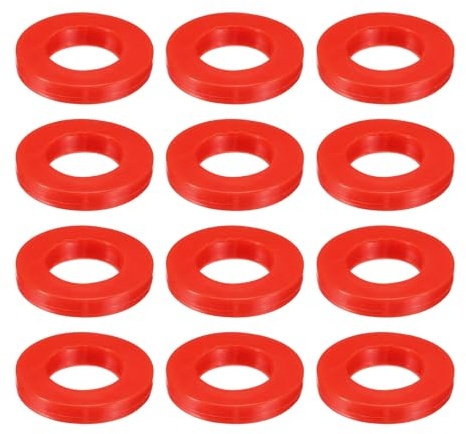 QUARKZMAN 12 Pcs Arandela Plana de Silicona Sólida DN25 1-3/8 OD x 1 ID x 1/4 Grosor Arandelas Grandes Juntas de Sellado de Anillo O, Espaciador Plano de Silicona Industrial, Rojo