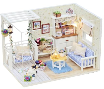 Ieron Kit de Maison Miniature à Faire soi-même, Maison de poupée en Bois avec Accessoires, Mini Maison de poupée pour Adultes et Adolescents, décoration de Bureau à Domicile (Journal de Chaton)