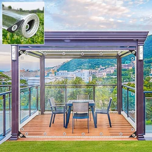 Strapazierfähige transparente PVC-Plane, wasserdicht, 0,35 mm dick, Outdoor-Abdeckung für Pavillon, Pergola, Carport, transparente Kunststoffplane, Vorhänge, Pflanzenabdeckungen, 2 x 4 m