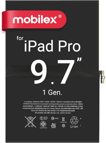 MOBILEX® Batterie A1664 pour iPad Pro 9,7 (1 génération) | 7306 mAh - OEM | interne de rechange | Adhésif préinstallé | Capacité d'origine