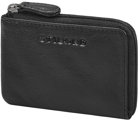 STILORD Keyon Elegante Schlüsseltasche Leder Herren Schlüsseletui Damen - RFID Schlüsselmäppchen Echtleder Autoschlüssel Hülle - Kleingeldbörse für Karten und Münzen Farbe:schwarz