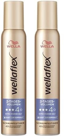 Wellaflex 2-Tages-Volumen Schaumfestiger für Frauen | Bis zu 2 Tage flexibler Halt | Für voluminöses Haar | Sanft zur Kopfhaut, dermatologisch getestet | Frei von Silikonen | Haltegrad 4 | 200ml