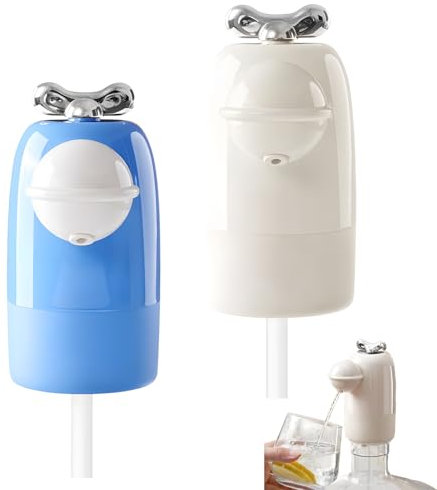 Electric Water Bottle Pump, Water Pump for 1-5 Gallon Bottle, Portable USB Rechargeable Electric Drinking Water Jug Pump for Home, Kitchen, Living Room, Office, Camping (Blue+Beige)