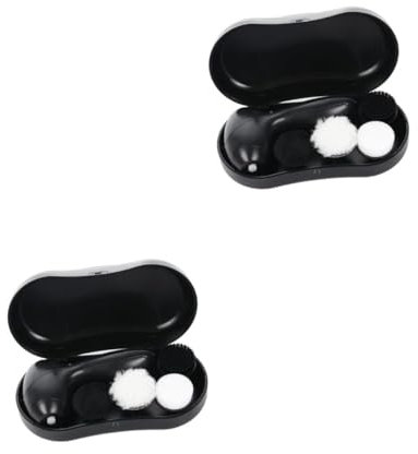 Healvian 2sets Leather Shoes Buffing Brush Shoe Polish Cleaning Kit Boot Polish Brush Cleaner Heads for Polishing Dusting Increasing Brightness Oil Random Color