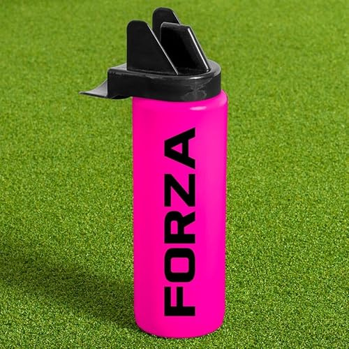 FORZA 1 L Team Hygiene Vattenflaskor | BPA-fria sportvattenflaskor med kontaktlöst munstycke – perfekt för idrottslag (rosa, paket med 10 + bärare)