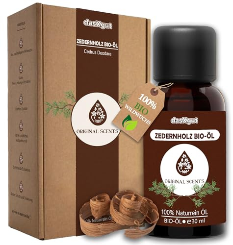 DasXgut - BIO Zedernholzöl 30 ml [100% NATURREIN] - aus nachhaltigem Himalaya Zeder - Echter Duft - Ätherische Öle E5004120 BG-BIO-02