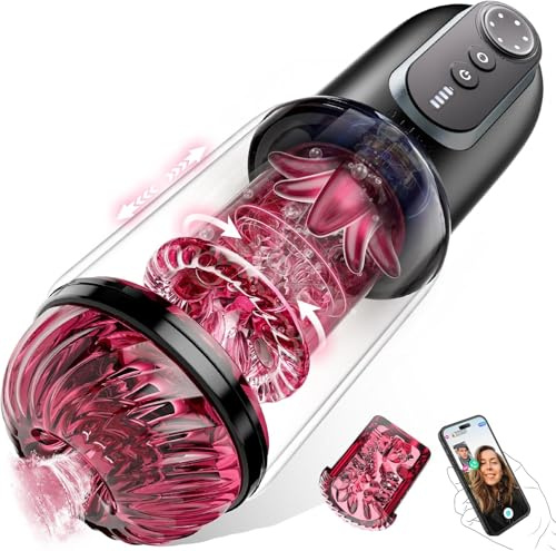 Masturbator Sexspielzeug Masturbieren für Männer 5 Teleskopfunktion 5 Rotierend 5 Saugen, Vibratorensets Realistisch Zungenleck Blowjob, Vagina Muschi Sex Toys Penispumpe, Masturbatoren Taschenmuschi