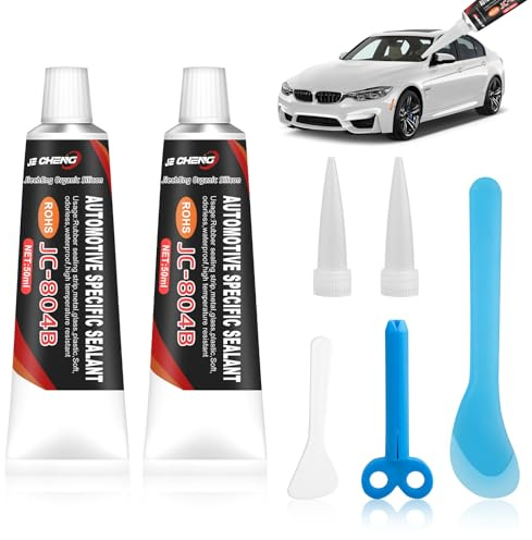 2 Stück Karosseriekleber Schwarz, 100ml x 2 Scheibenkleber Auto, Klebstoff für Türdichtung Auto, KFZ Dichtmasse Schwarz, Schnelle Aushärtung, Wasserdicht, Hochtemperatur, Gute Abdichtung