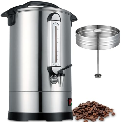 CAZACHEF Gastro Kaffeemaschine 16L, 100 Tassen Industrie Coffee Urn aus Edelstahl, 1600W, große Kaffeemaschine für Veranstaltungen, Buffet & Büro, Gastronomie & Events