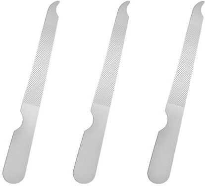 Desenda 3 PCS Stainless Steel Nail Files, Metal Double-Sided Design | Easy to Clean, Small and Lightweight, for Home, Nail Salons, Beauty Parlors, Men and Women (Silver)