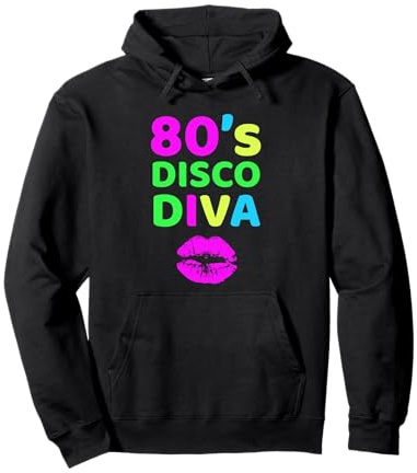 80s Disco Diva Lippenstift Retro Vintage Outfit 80er Jahre Pullover Hoodie