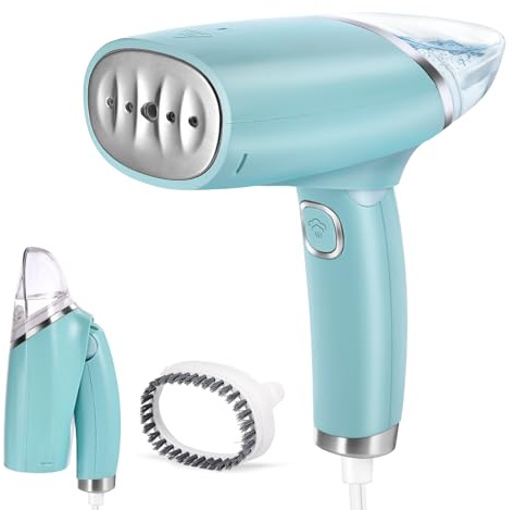 Lychico 1000w Clothes Steamer, Travel Handheld Steamer, Detachable 100ml Water Tank, 25S Fast Heat-up for Wrinkle Removal, Foldable, Portable Compact Design for Home, Office & Travel, Green