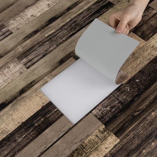 NUFLR Vinyl Flooring, Self Adhesive Floor Tile, Peel and Stick Floor Tiles | Stick on Floor Tiles Waterproof Wood Effect for Bathroom Kitchen Living Room and Bedroom, Multi-colour 15x90cm 10pcs (1.35m²)