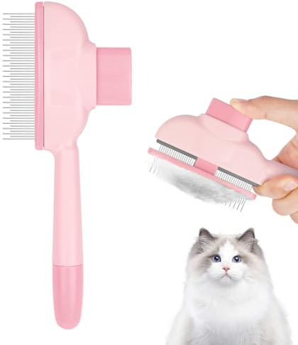 OFFCUP Fellblitz Borste för Katt, Självrengörande Kattkamma Djupbörstning med Utlösarknapp Kattborste, Lopkamma Katt Hundkamma Husdjursborste för Husdjurs Skönhetsvård