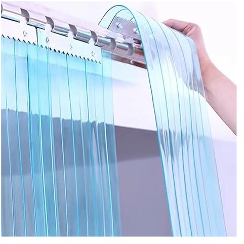 PVC Lamellenvorhang Streifenvorhang，Transparent Streifenvorhang, Lamellen Stallvorhang PVC Lamellenvorhang Winddicht Wasserdicht，für Läden, Supermärkt, Kühlraums(165x200cm/64.96x78.74in)