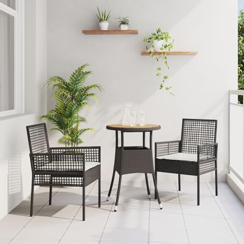 SKTQYQO 5-teiliges Gartenmöbel-Set aus Polyrattan, schwarz, mit rundem Tisch und 4 bequemen Stühlen, dicke Kissen, abnehmbar, für den Außenbereich, langlebig und modern, das Gartenmöbel-Set