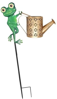 Itkcozcg 1 arrosoir solaire décoration de jardin avec lumières LED effet cascade et crochet colibri pour usage extérieur en métal