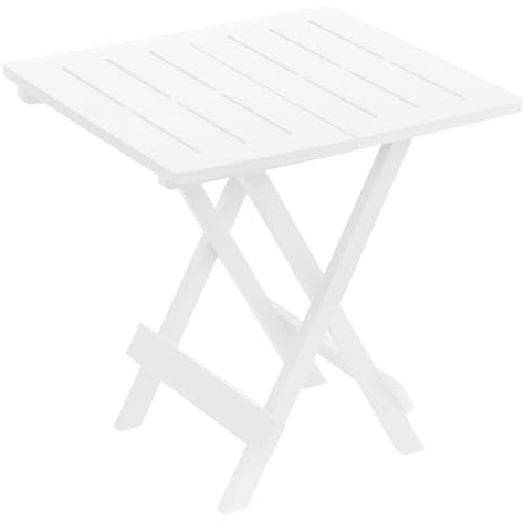 Acomoda Textil Mesa Plegable de Exterior 44x44x50 cm en Resina para Jardin Terraza. Mesa Auxiliar Cuadrada Ligera Resistente Facil de Guardar para Piscina o Comedor Exterior.