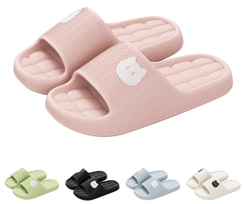 Badskor för kvinnor män – lätta badtofflor bekväma tofflor platta halkfria tofflor randiga sandaletter sommar badtofflor sandaler för pool, strand