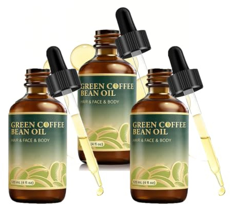 Green Coffee Bean Oil,Coffee Body Oil with Coffea Arabica Seed Oil,Firming Body Oil Antioxidant Glow, Depuff & Firm, Deep Nourishment,120ml*3pc