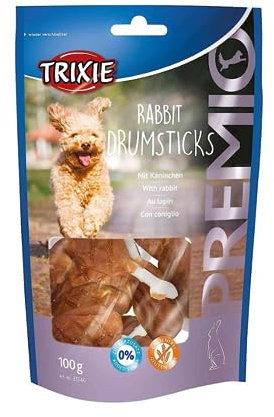 TRIXIE Hundeleckerli PREMIO Hunde-Rabbit Drumsticks 100g - Premium Leckerlis für Hunde glutenfrei - ohne Getreide & Zucker, schmackhafte Belohnung für Training & Zuhause - 31546
