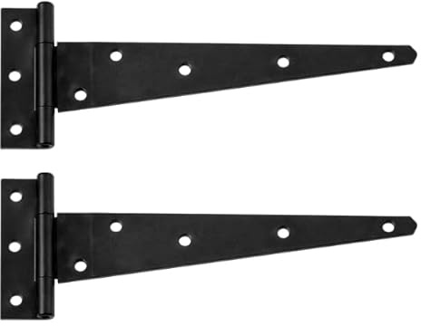 Garden Mile Set of 2 T Hinges 18”/450mm – Heavy Duty Black Steel Gate Hinges, Powder Coated Rust Resistant Hinges for Wooden Gates, Shed, Doors & Outdoor Use