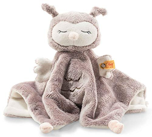 Steiff Ollie Eule Schmusetuch rosebraun-Creme 26 cm, Kuscheltier für Babys, Soft Cuddly Friends, weich & waschbar