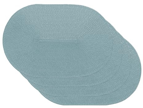 Venilia Tischset Blau Oval, Platzset für Esszimmer, Esstischmatten, Telleruntersetzer, Platzdeckchen, gewebt, lebensmittelecht, 45 x 30 cm, 4 Stück, 59115